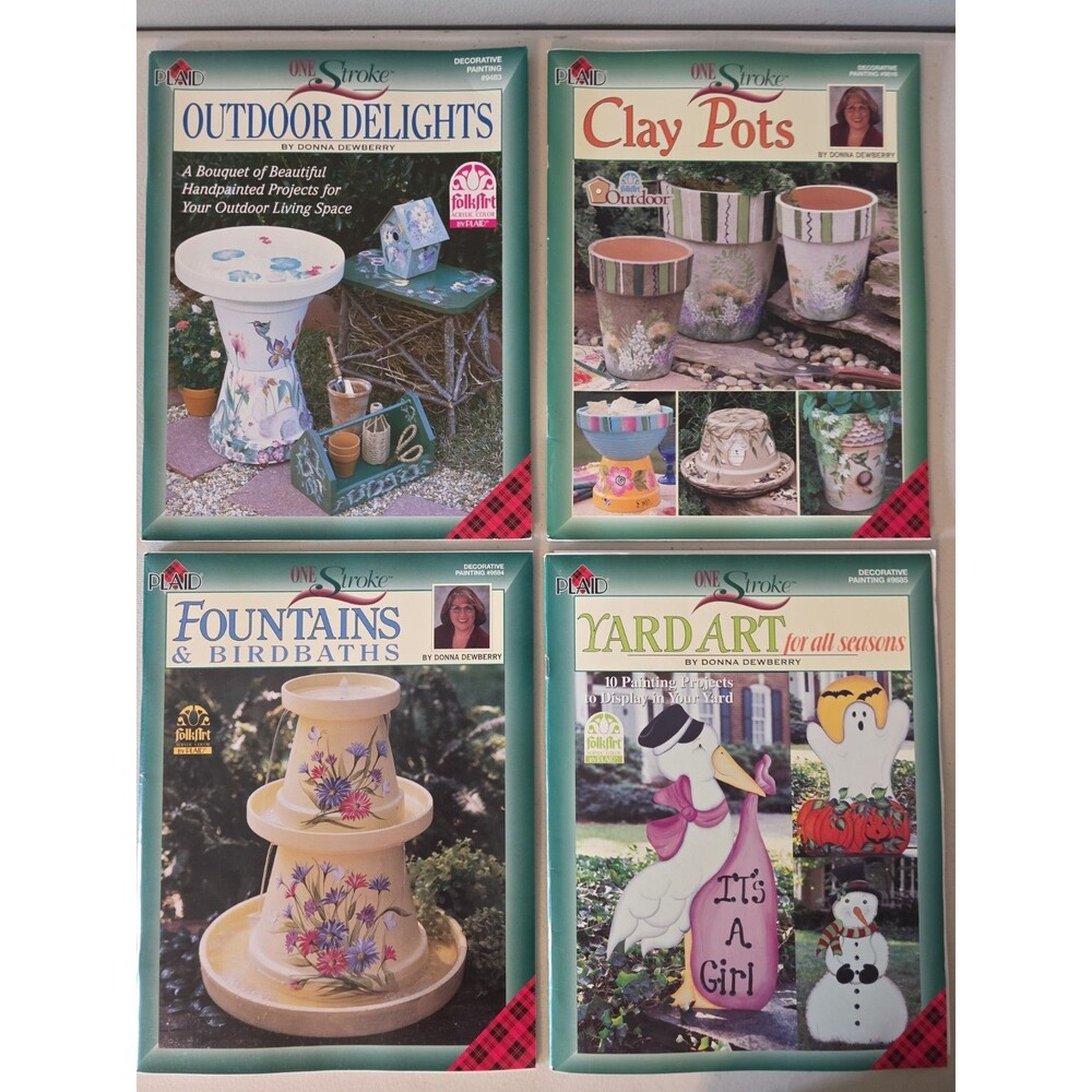 Lot of 4 Plaid One Stroke Donna Dewberry Books Decorative Painting Patterns NOS